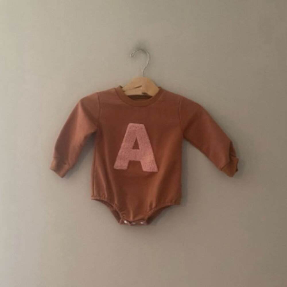 $12 ADD ON romper 6-9M Monogram Monogrammed‎ A Romper Letter Personalized Zara